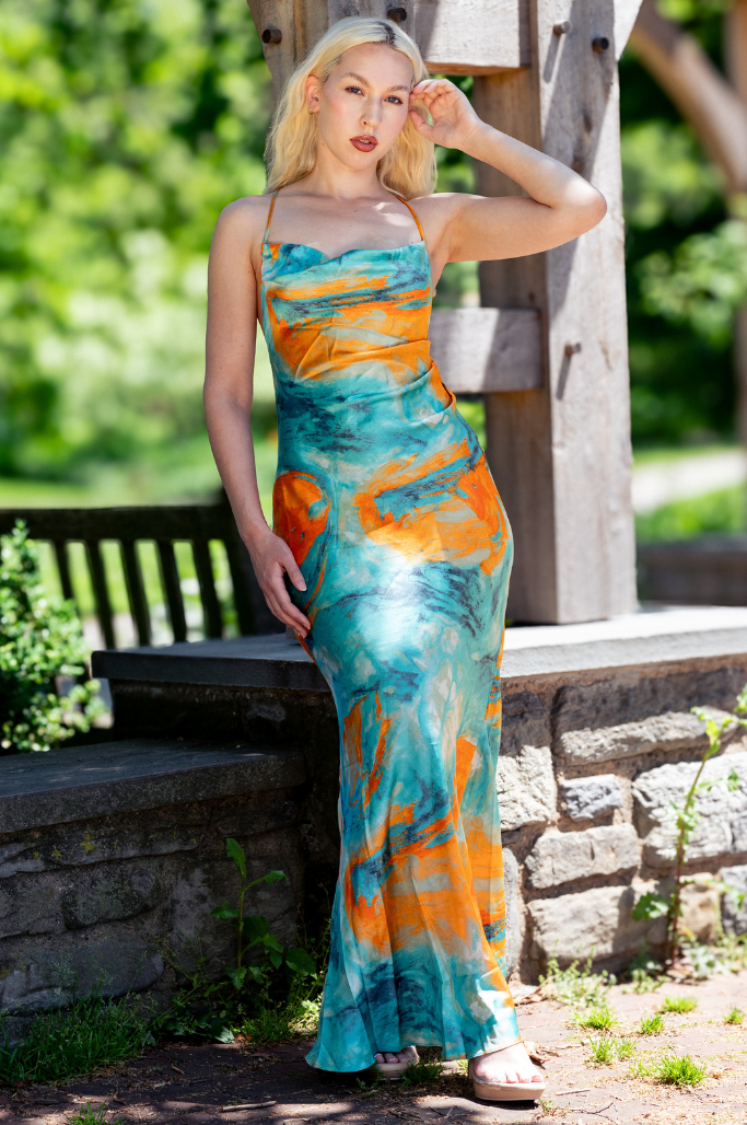 Ariel Slip Dress | Blue Multi