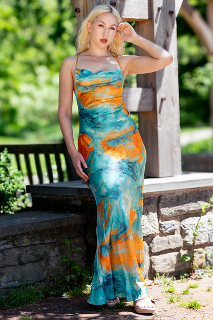 Ariel Slip Dress | Blue Multi