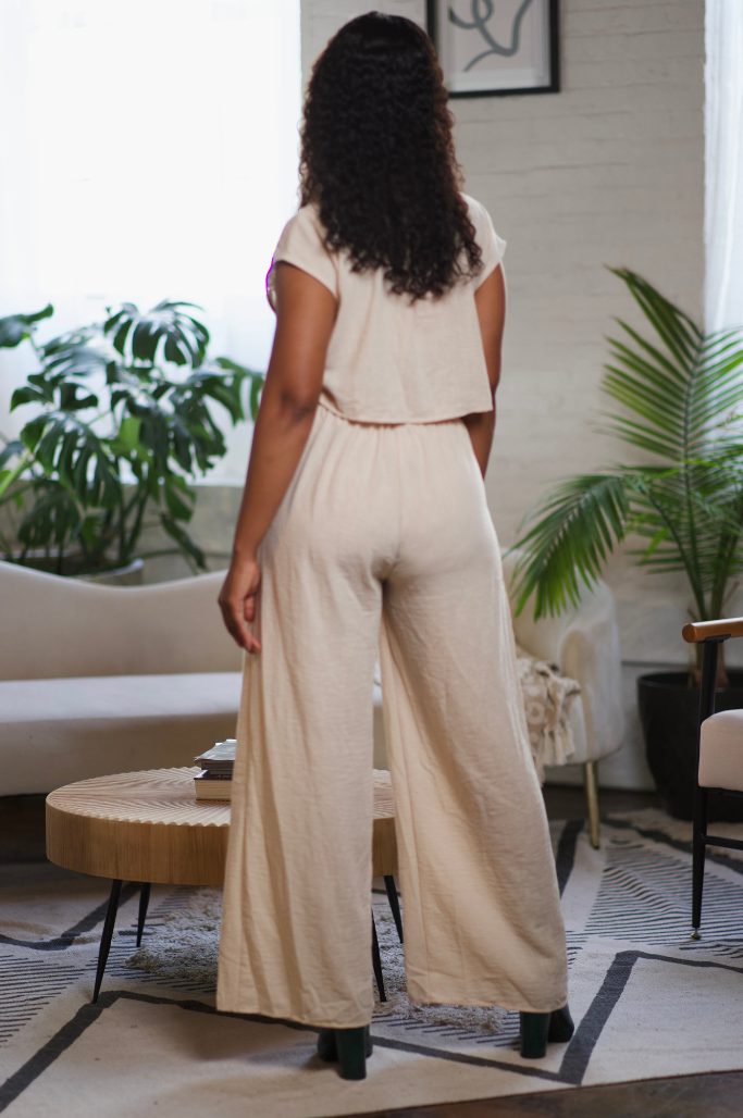 Victoria Linen Jumpsuit | Neutral